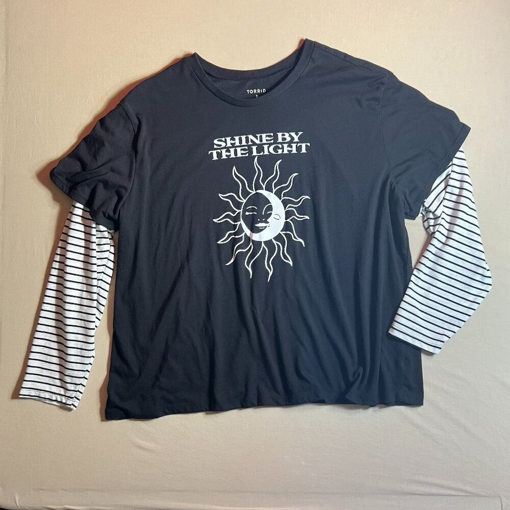 Shine By the Light Classic Fit Signature Jersey Crew Neck Long Sleeve 2-Fer Tee